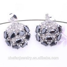 New black cz diamond copper rhodium plated earring studs